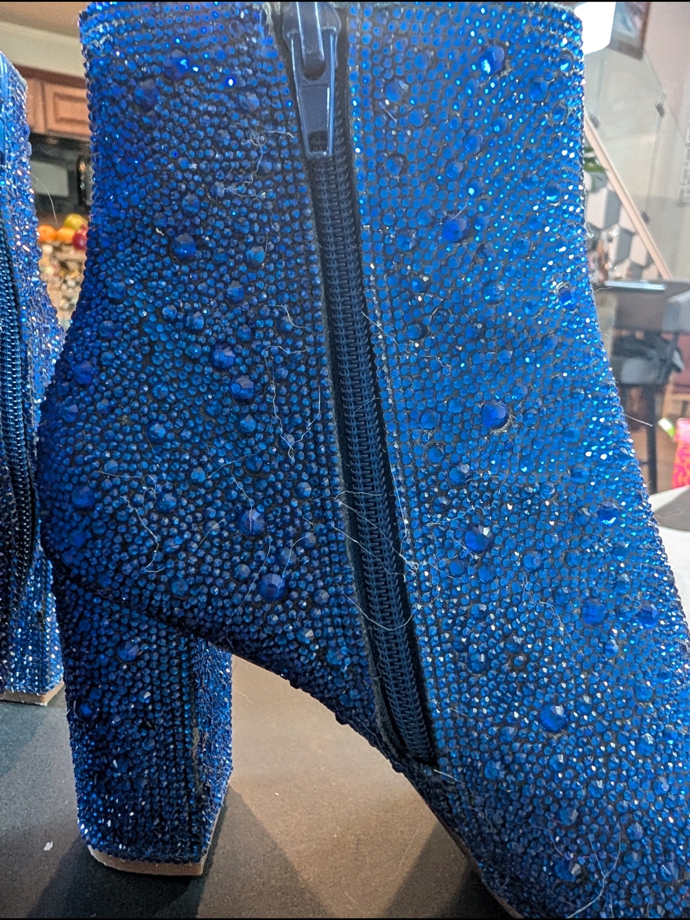 Betsey Johnson Royal Blue Crystal Zip Ankle Booties - Picture 6 of 7